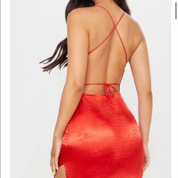 mini satin red dress